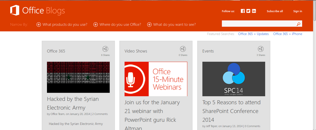 Microsoft's Office blog hacked by Syrian Electronic Army
